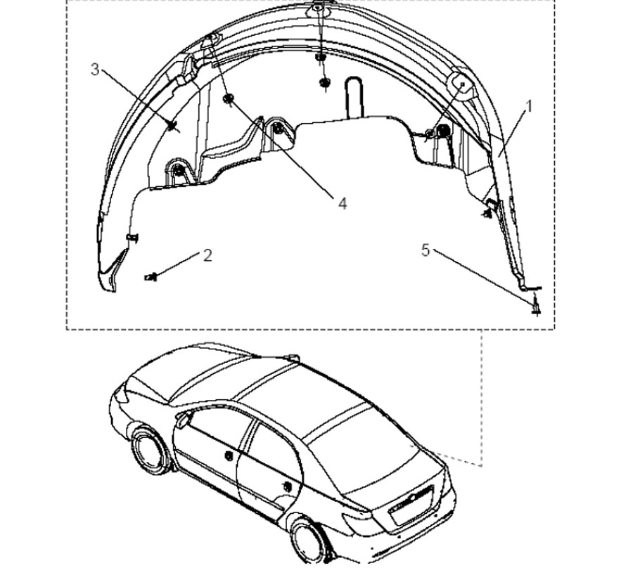 scheme for грязеотбойный щиток правого заднего колеса