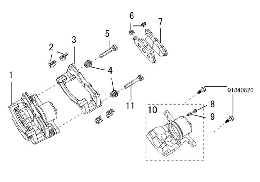 scheme for передний тормозной суппорт