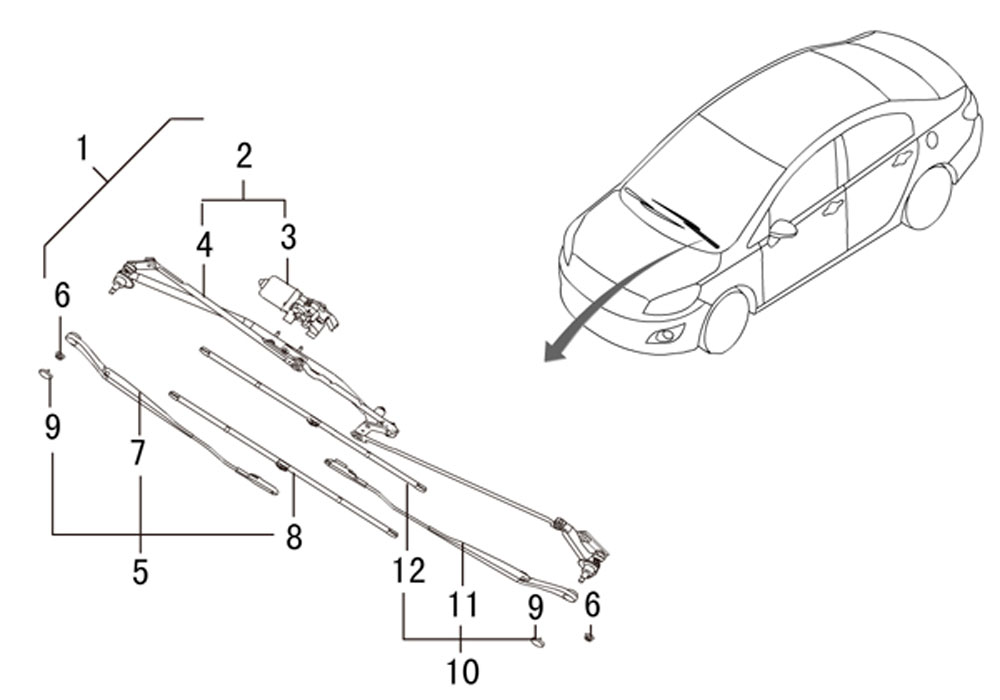 scheme for передний стеклоочиститель