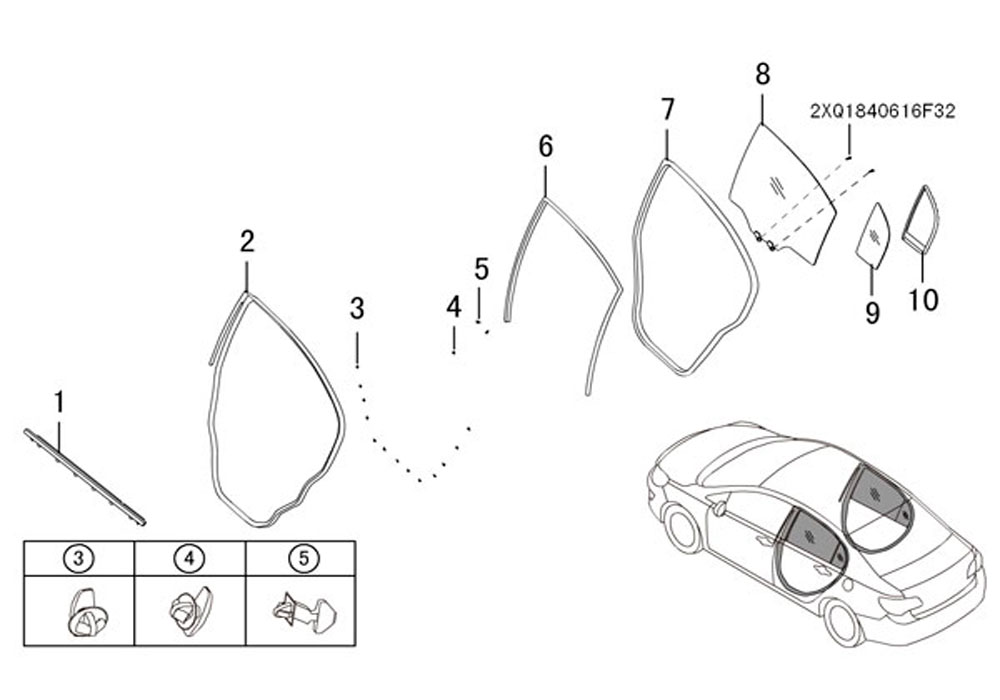 scheme for стекло задней двери