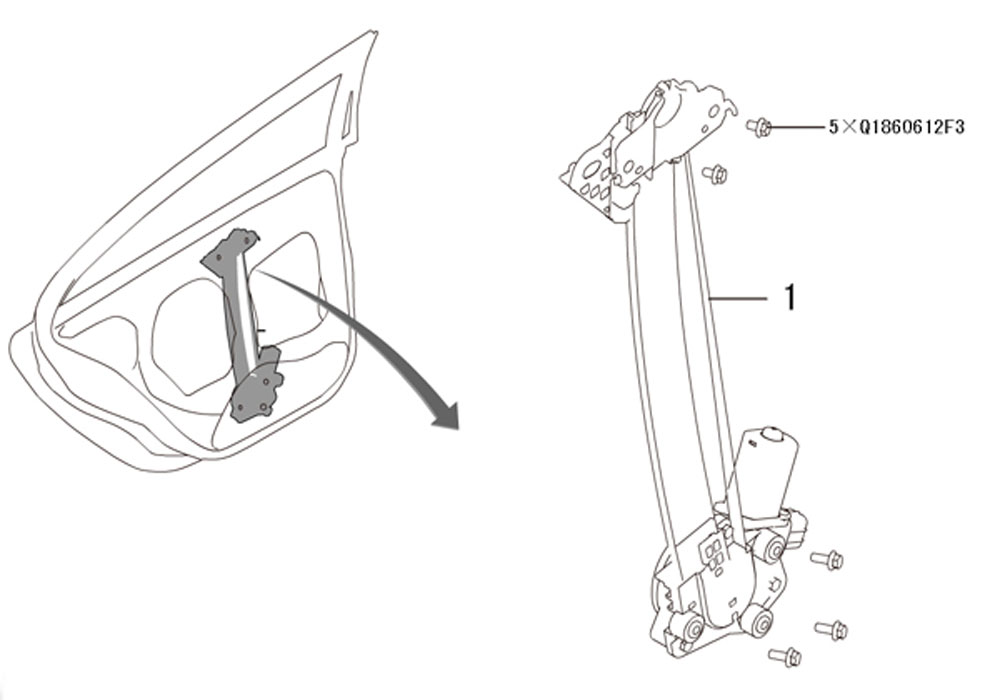 scheme for стеклоподъёмник задней двери