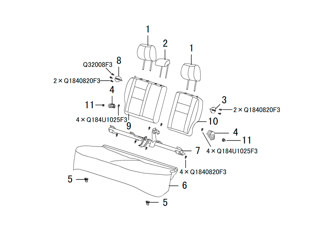 scheme for заднее пассажирское сидение