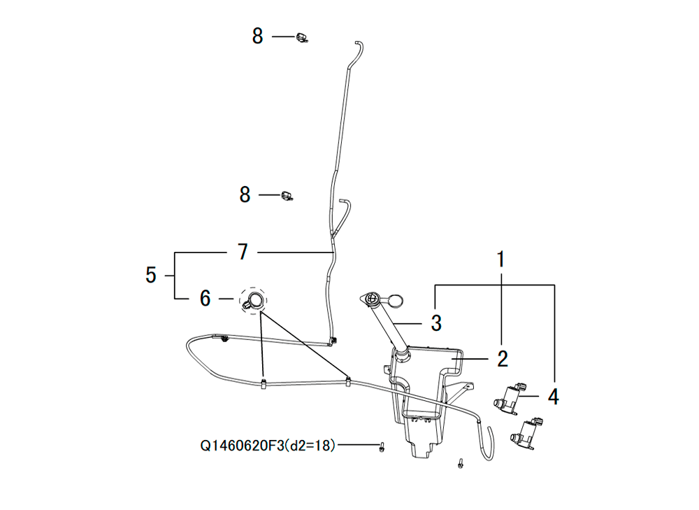 scheme for передний стекло омыватель