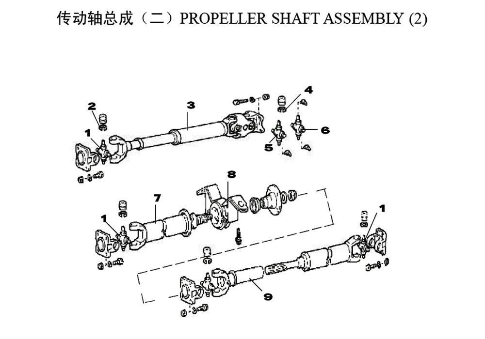 scheme for карданный вал PROPELLER SHAFT ASSEMBLY (2)