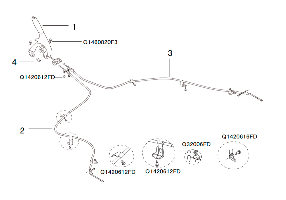 scheme for тросы стояночного тормоза