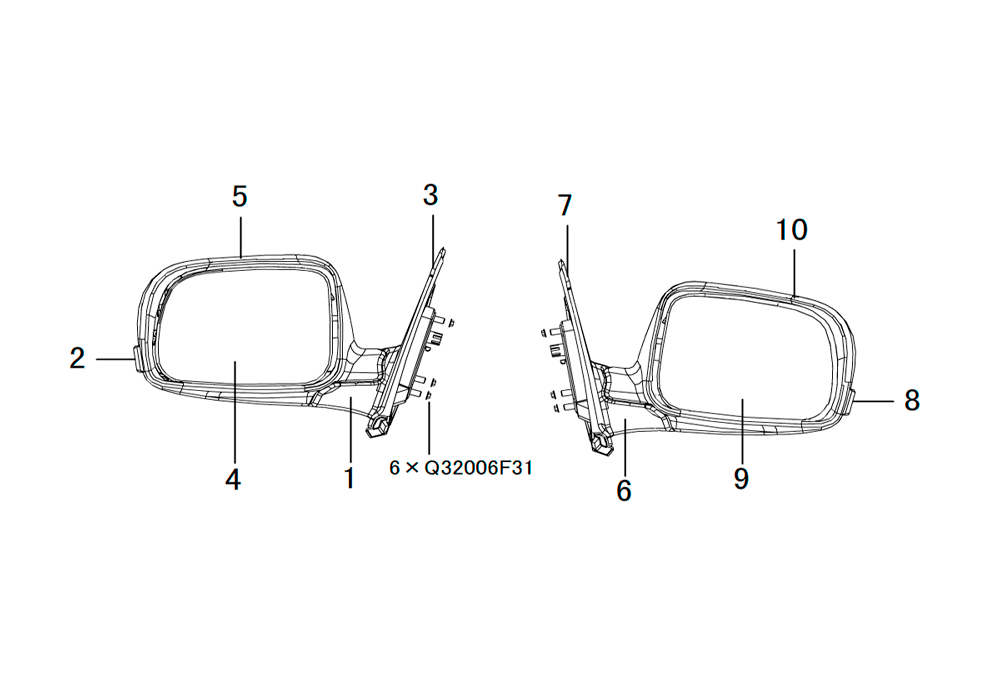 scheme for наружные зеркала , заднего вида