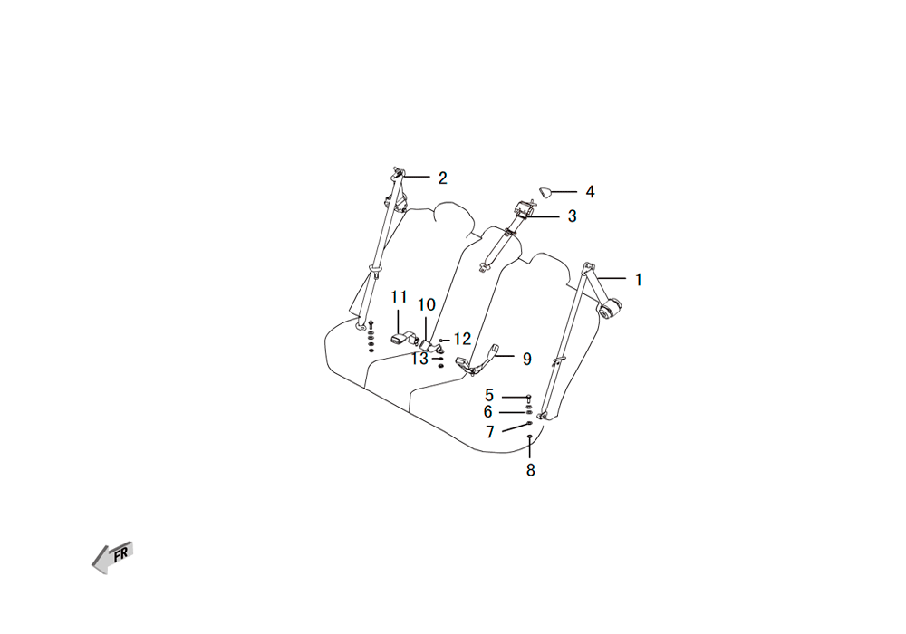 scheme for задние ремни безопасности 3