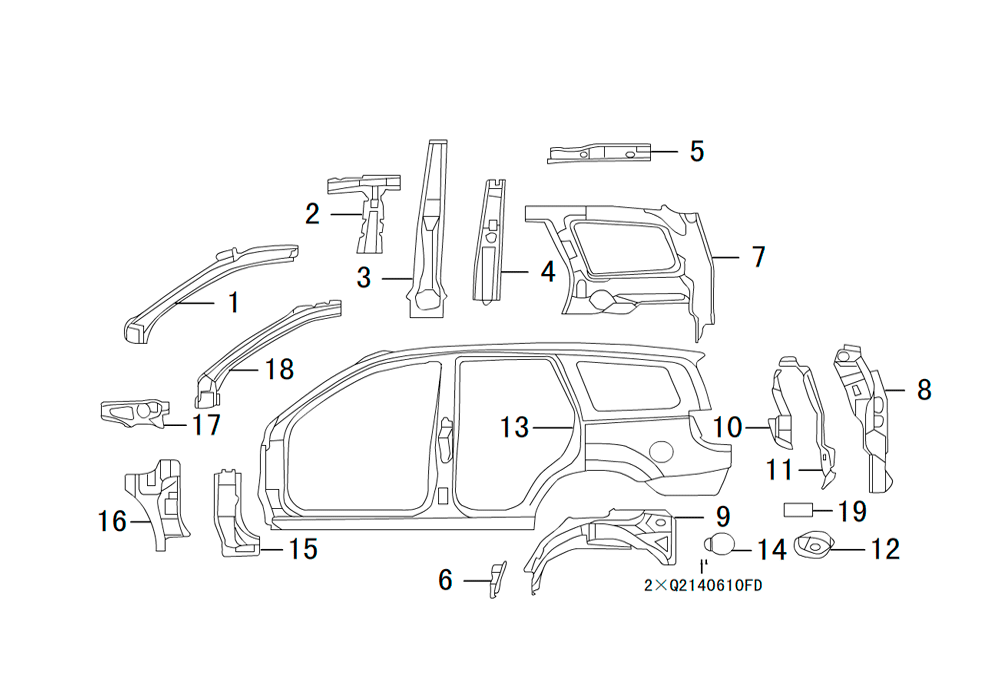 scheme for боковые панели кузова