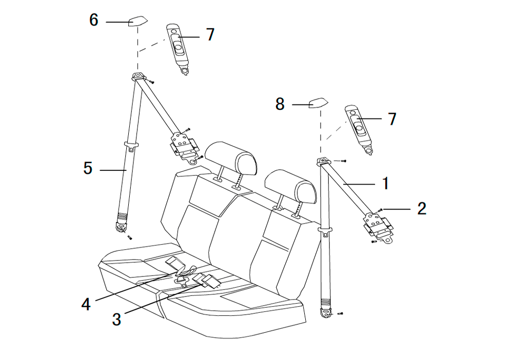 scheme for ремень безопасности задний