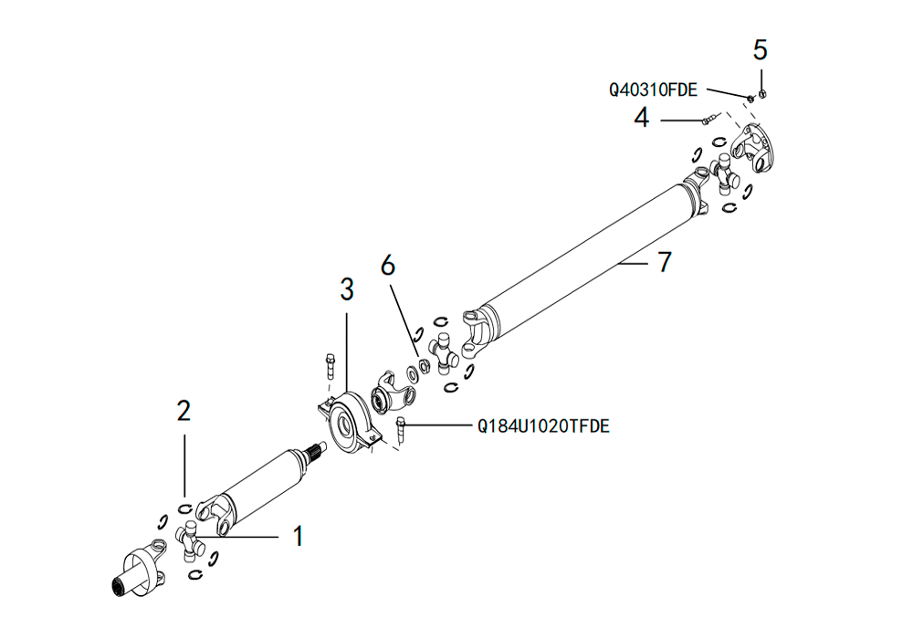 scheme for вал карданный 4х2 PROPELLER SHAFT ASSEMBLY(1)