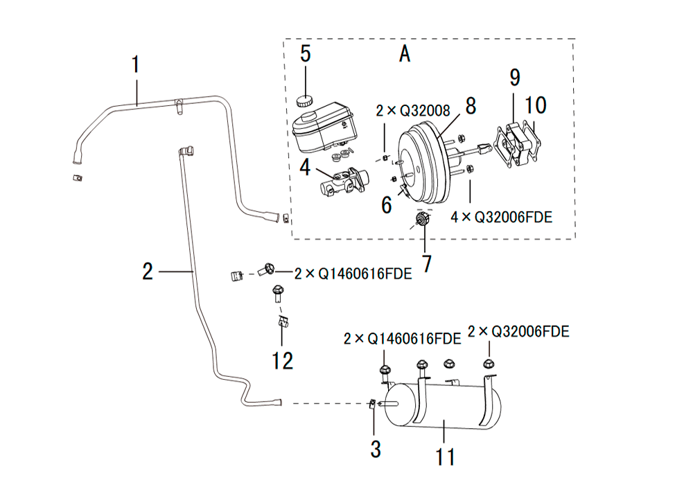scheme for вакуумный усилитель в сборе с главным тормозным цилиндром 2