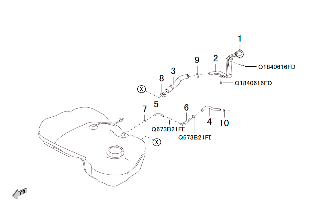 scheme for топливный бак, заливная горловина