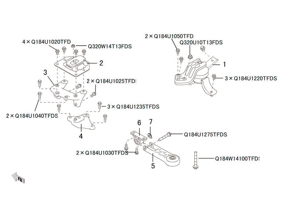 scheme for подушки двигателя  4G15B / 4D20