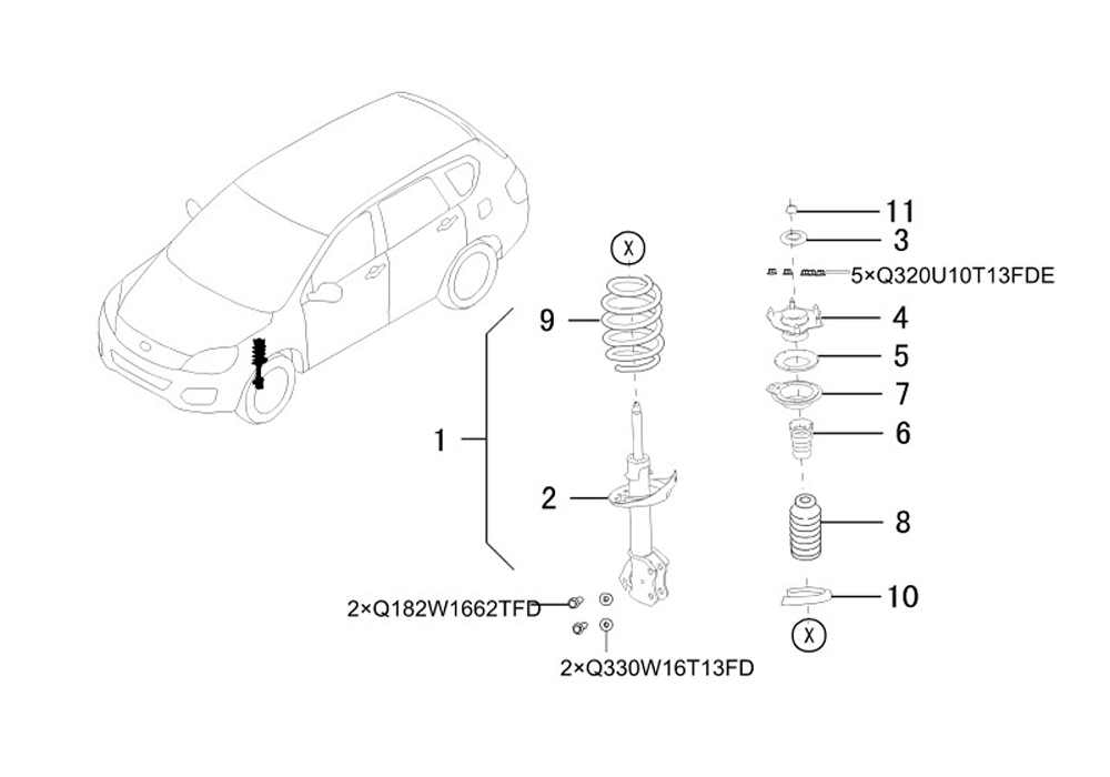 scheme for передний амортизатор