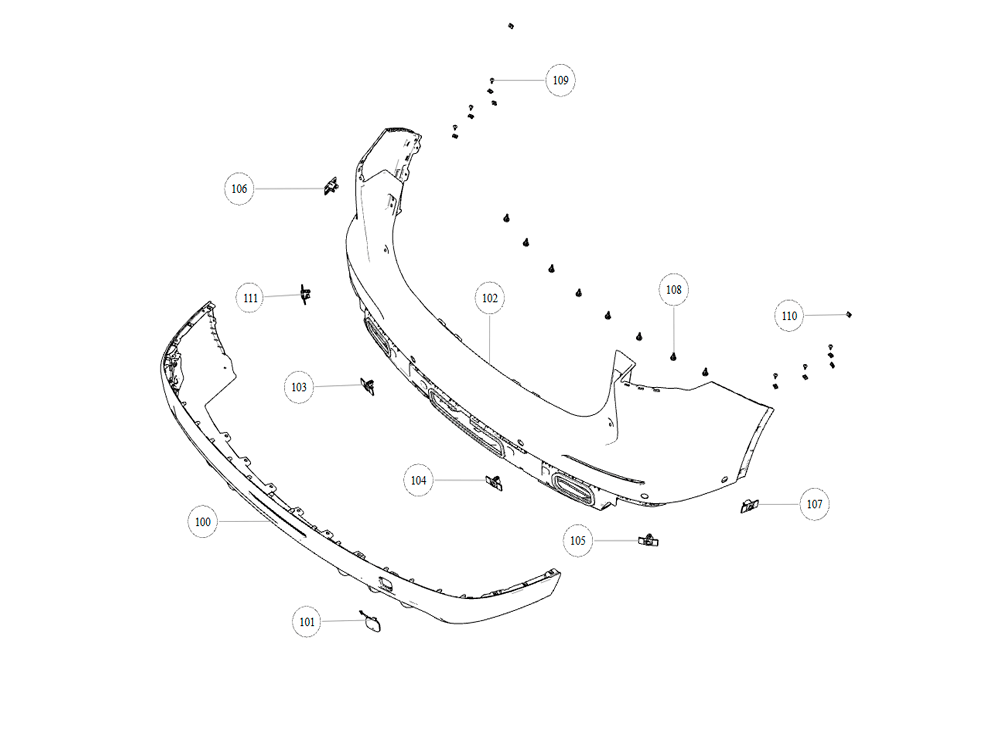 scheme for bumper assy,rr