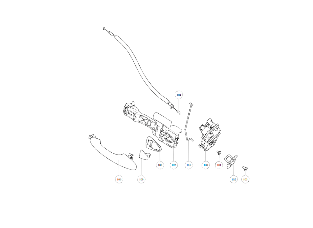 scheme for lock and handle,LH RR door