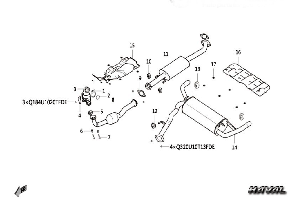 scheme for выхлопная система KZ70-12-1-DLFJ