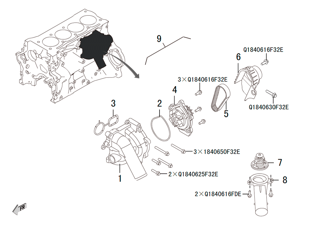 scheme for 4C20 - водяная помпа