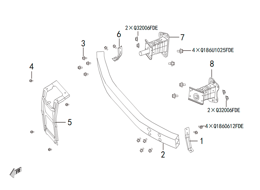 scheme for усилитель переднего бампера