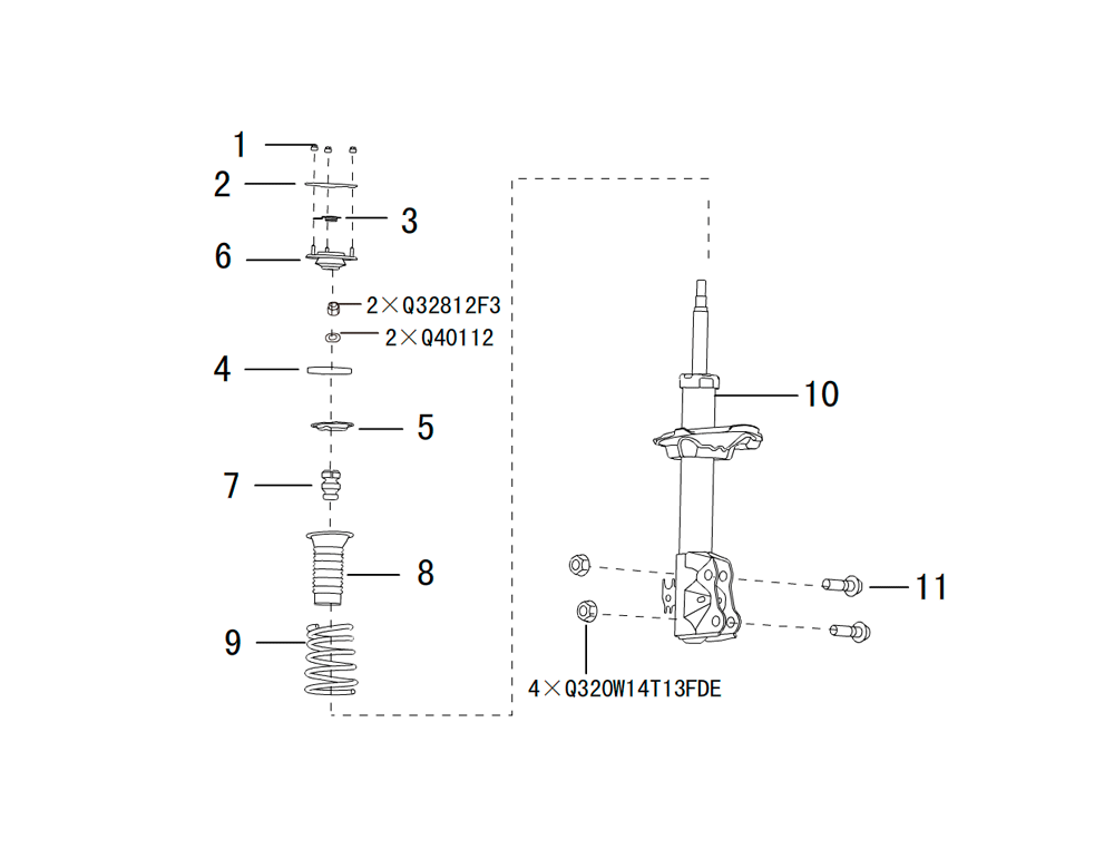 scheme for ПЕРЕДНИЙ АМОРТИЗАТОР