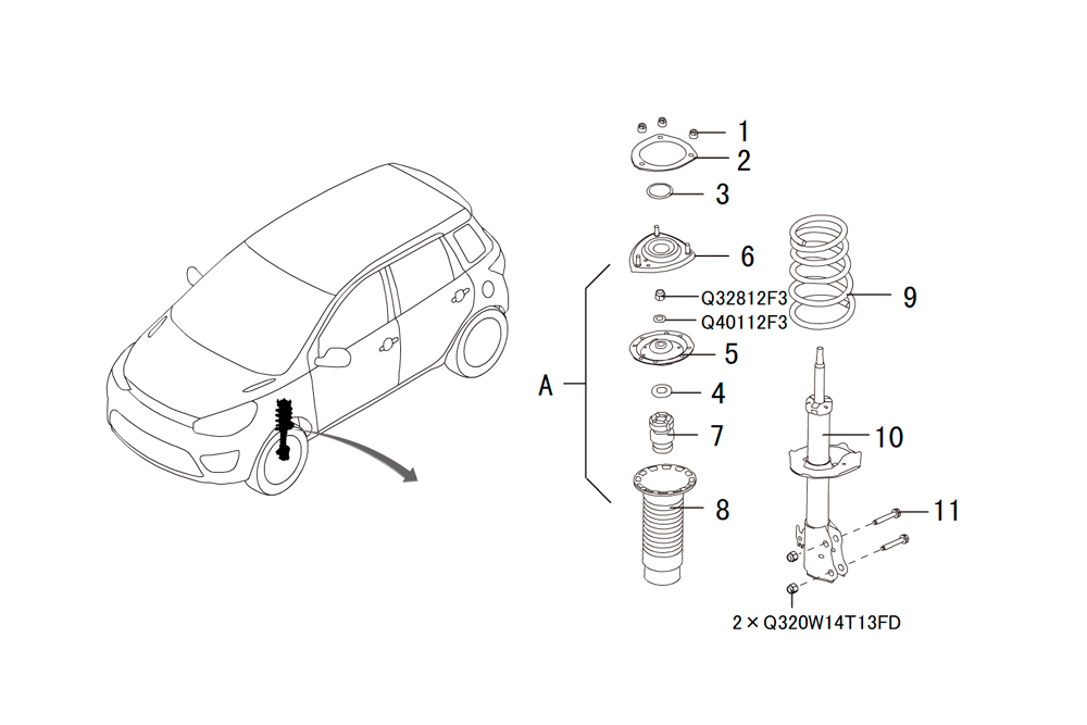 scheme for стойка переднего амортизатора
