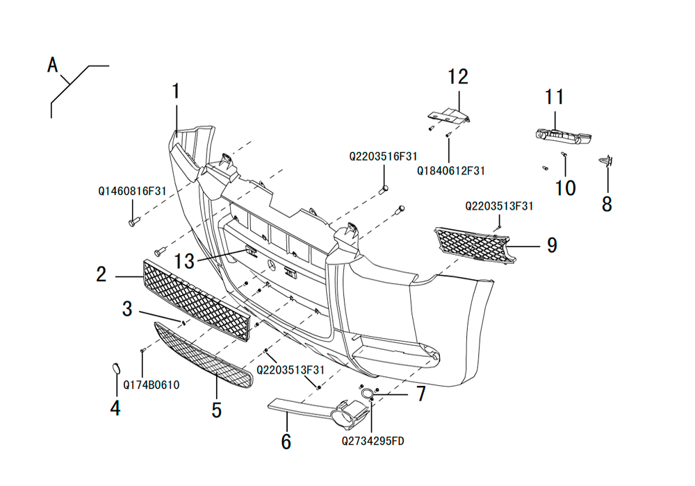 scheme for передний бампер