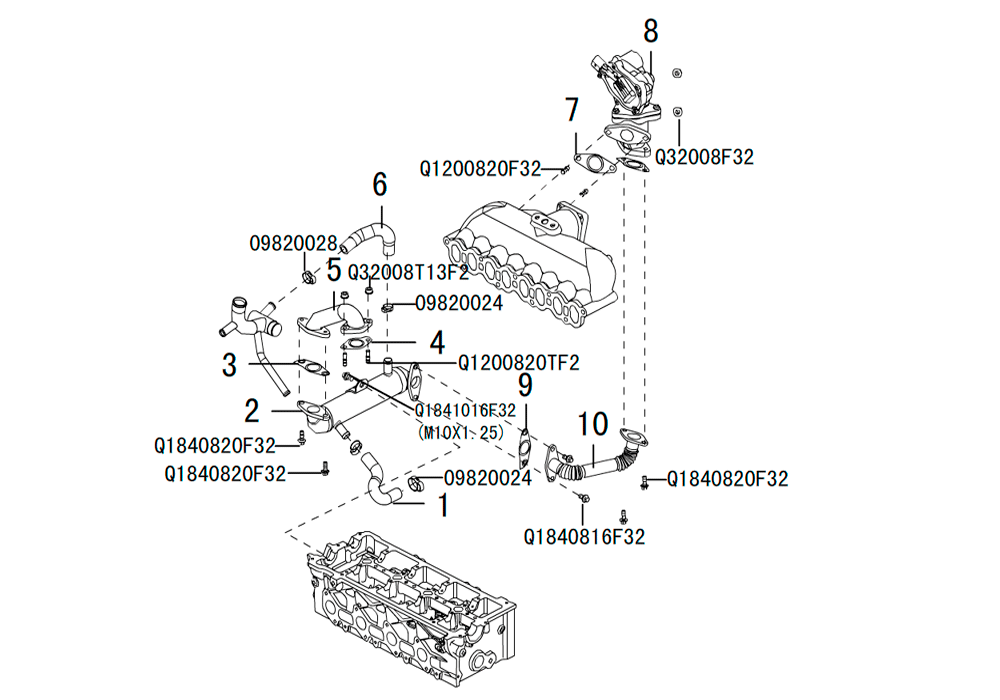 scheme for охладитель EGR и клапан EGR