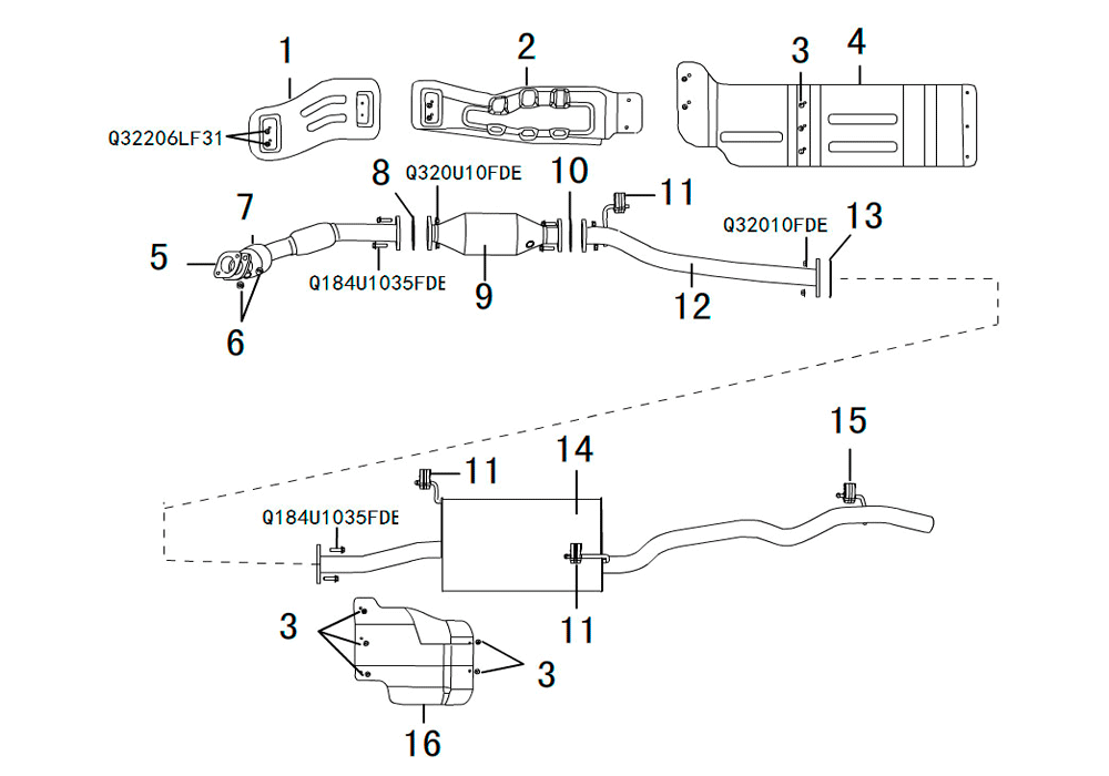 scheme for система выпуска отработавших газов 4G64
