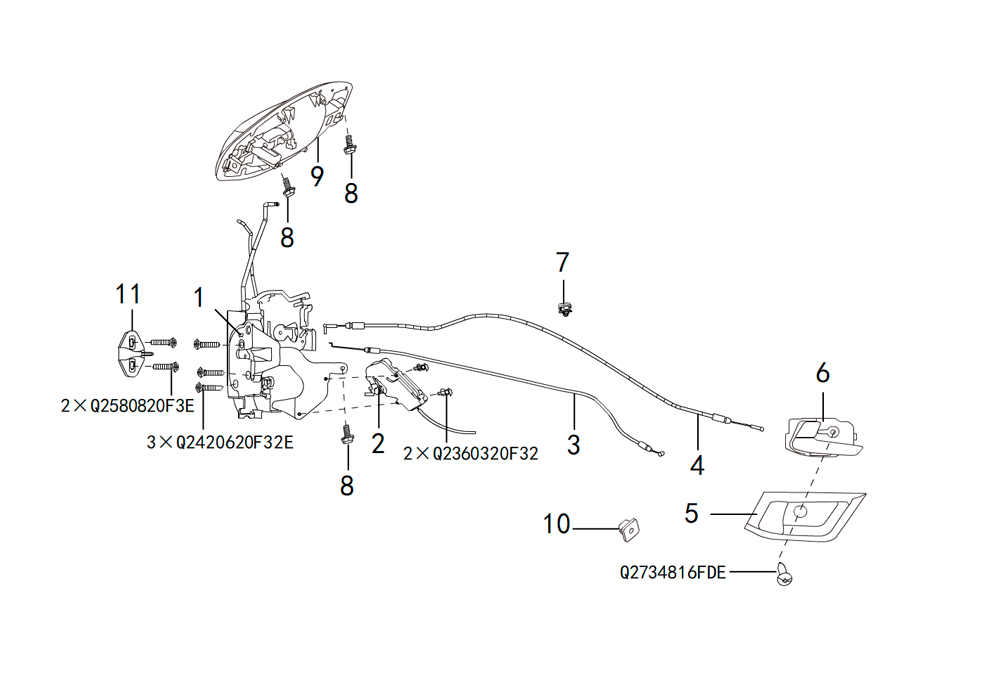scheme for замки и ручки задних дверей