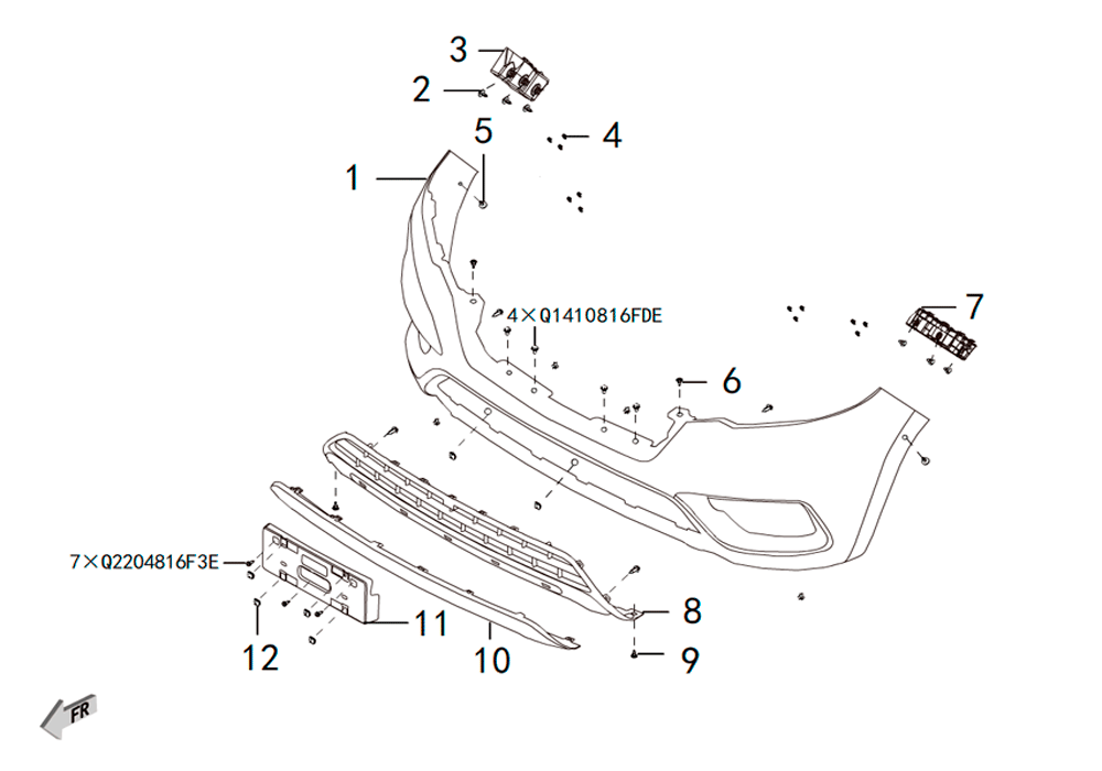 scheme for передний бампер