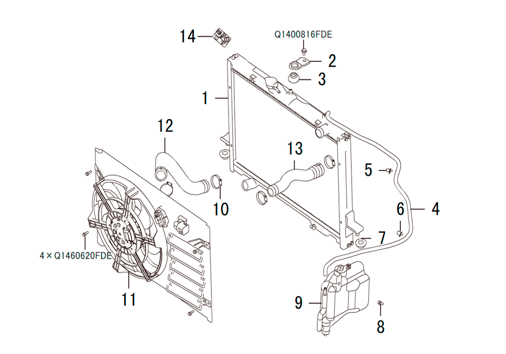 scheme for система охлаждения 4D20