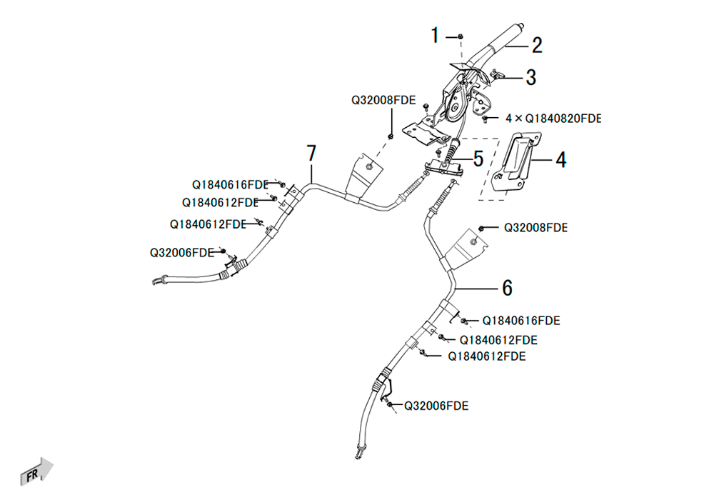 scheme for трос стояночного тормоза