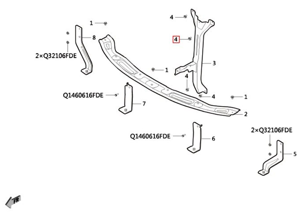 scheme for кронштейн переднего бампера