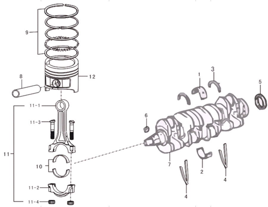 scheme for колен вал и шатун поршня