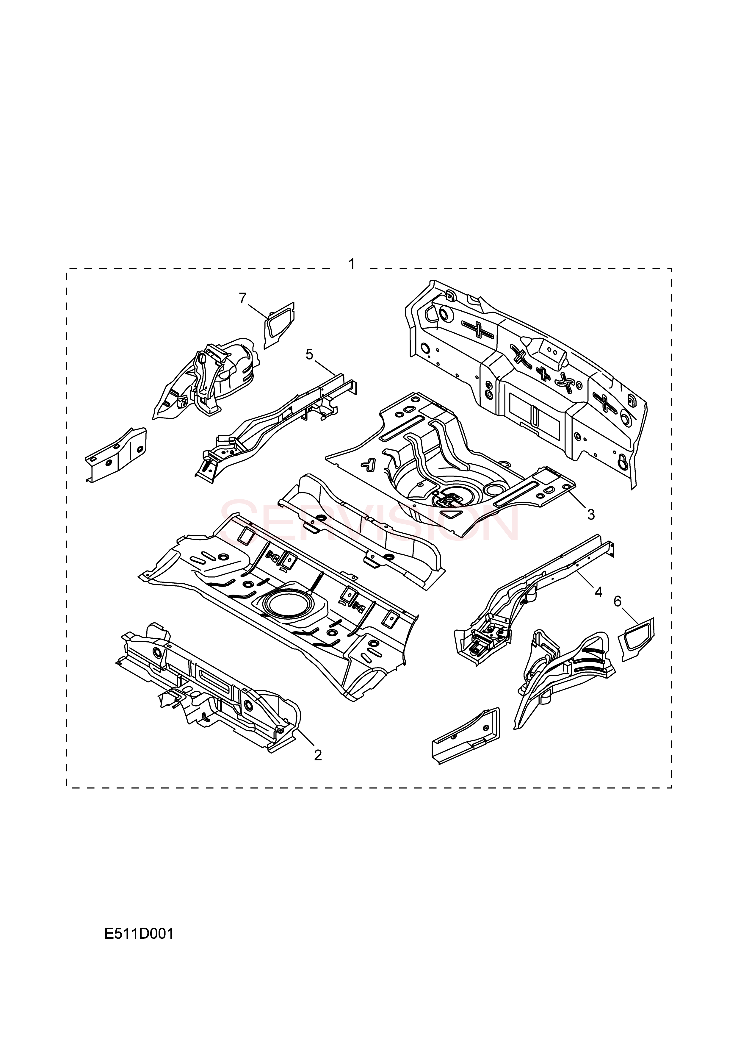 scheme for задняя часть пола