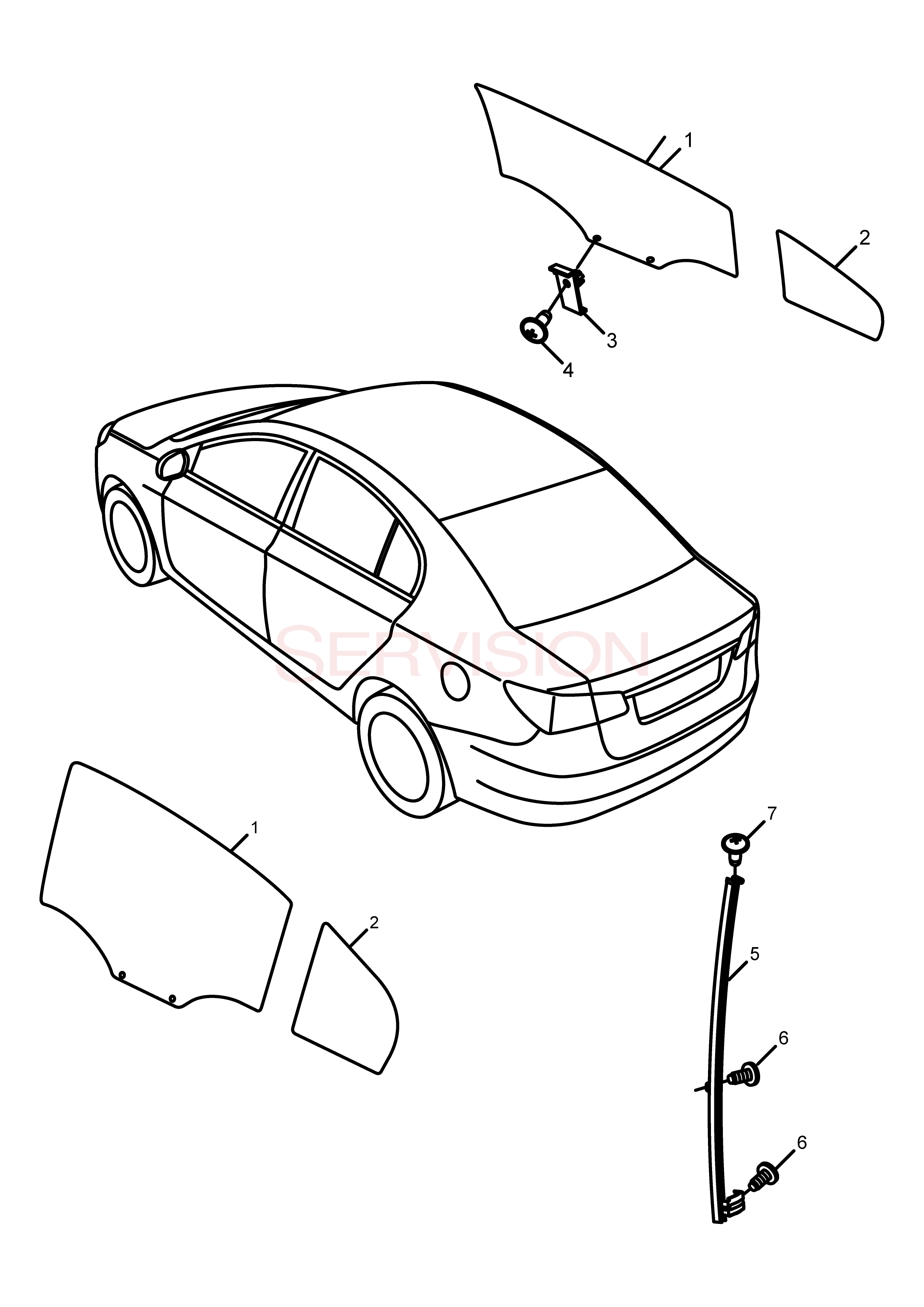 scheme for стекло задней двери