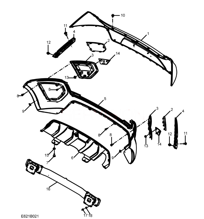 scheme for задний бампер