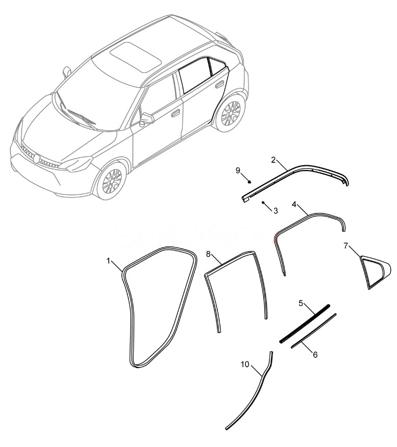 scheme for уплотнители задних дверей