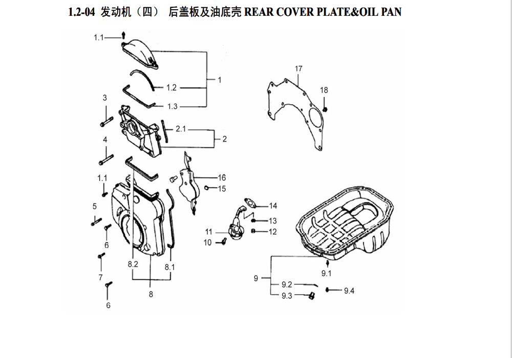 scheme for REAR COVER PLATE & OIL PAN